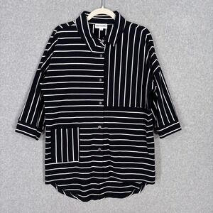 Neon Buddha Tunic‎ Shirt Medium Patchwork Artsy Lagenlook Stretch Lounge Lagom